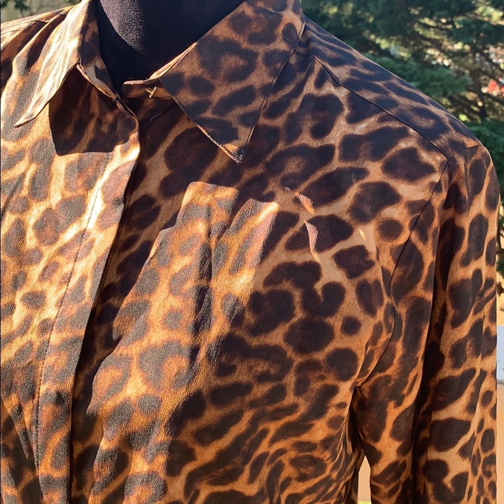 Lauren Ralph Lauren Leopard-Print Crepe Shirt - Picture 4 of 10